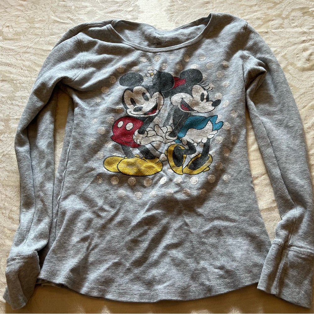 Disney Women’s Waffle Thermal Minnie & Mickey Mouse long sleeve Tee